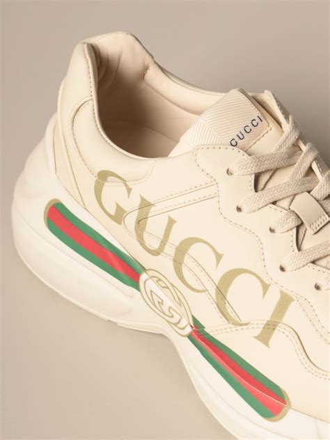 gucci rhyton white sneakers|Gucci women's rhyton leather sneakers.